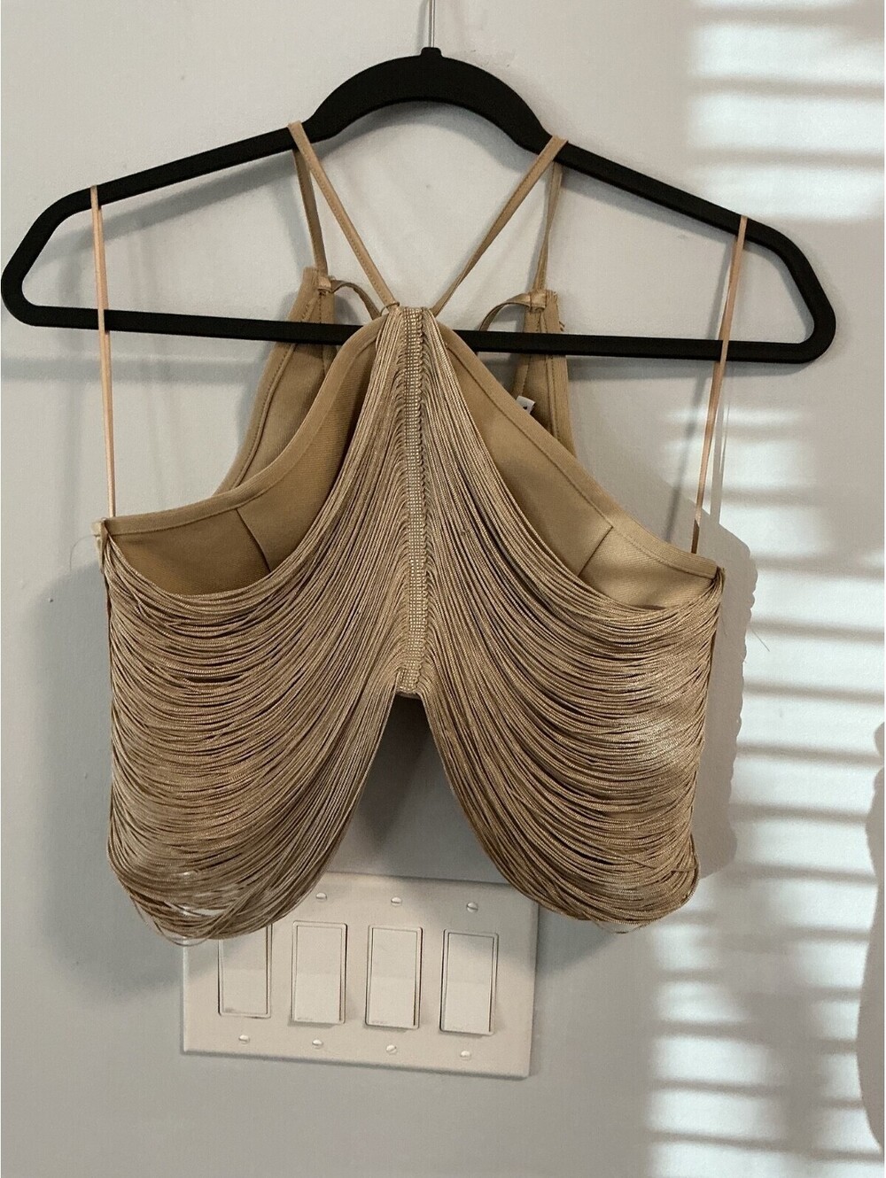 Womans Size Medium Fringe Top Bandeau Strapless Short Cropped Party NWOT #426